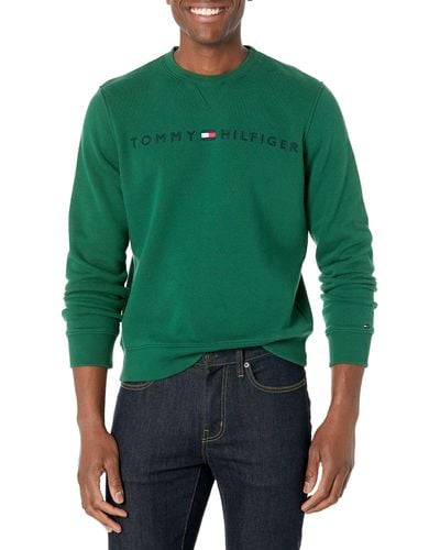 Tommy Hilfiger Unisex Adult Logo Crewneck Sweatshirt - Green