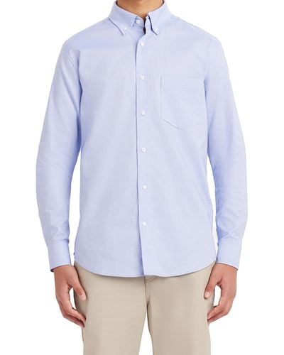 Nautica Mens School Uniform Long Sleeve Performance Oxford Button-down Button Down Shirt - Blue