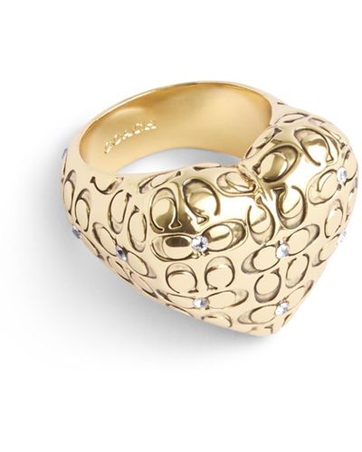 COACH S Signature Quilted Heart Cocktail Ring - Metallic