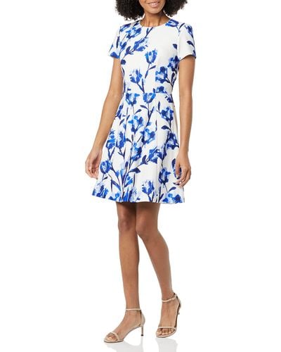 Eliza J Fit & Flare Formal Soft Short Dress - Blue