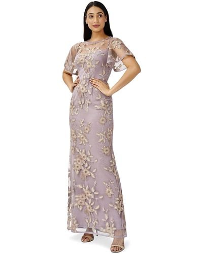 Adrianna Papell Floral Embroidery Gown - Multicolor