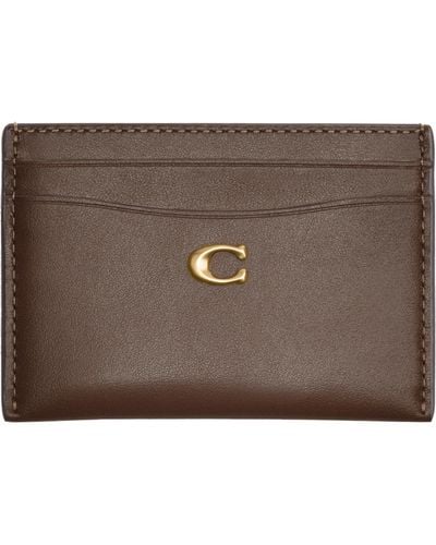 COACH Refined Calf Leather Essential Card Case - Brown