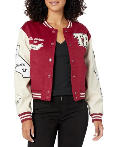 True Religion Brand Jeans True Varsity Jacket - Red