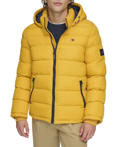 Tommy Hilfiger Legacy Hooded Puffer Jacket Down Alternative Coat - Yellow