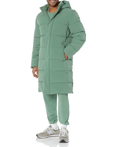 Amazon Essentials Recycled Polyester Hooded Long Puffer - Green