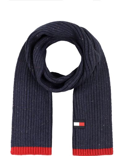 Tommy Hilfiger Rubber Flag Patch Tipped Rib Scarf - Blue