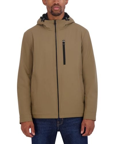Nautica Transitional Sherpa Lined Hooded Jacket - Brown