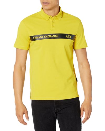 Emporio Armani A | X Armani Exchange Regular Fit Cotton Piquet Logo Band Polo - Yellow