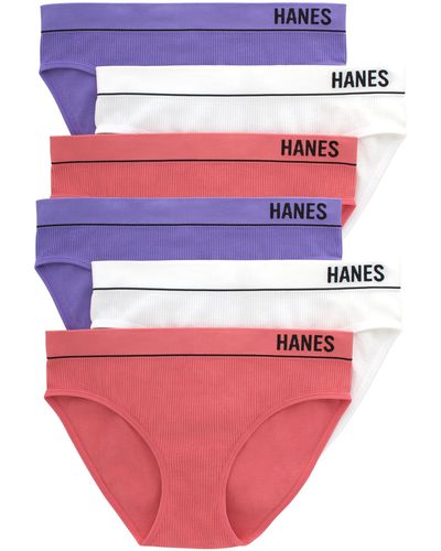 Hanes Originals Seamless Stretch Rib Bikini Panties Pack - Red