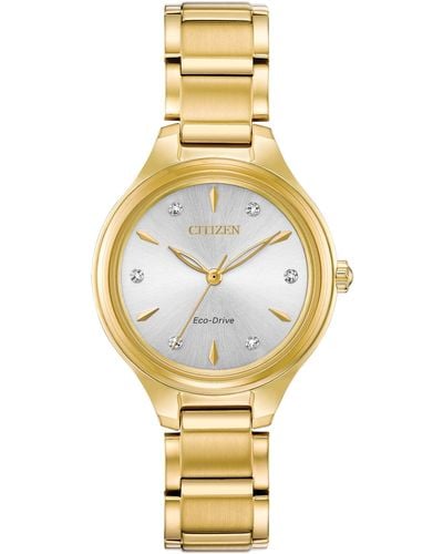 Citizen Eco-drive Dress Classic Diamond Watch In Gold-tone Stainless Steel - Metallic