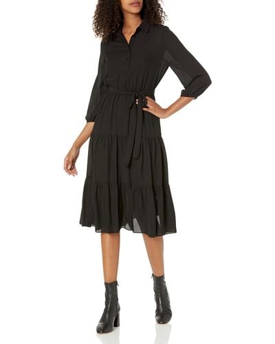 Nanette Lepore Shirtdress With Triple Tiered Shirt - Black