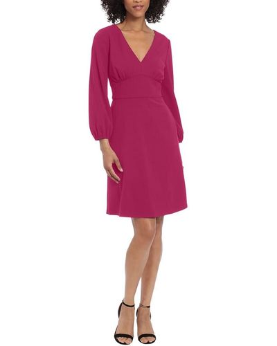 Donna Morgan Long Sleeve V-neck Dress - Pink