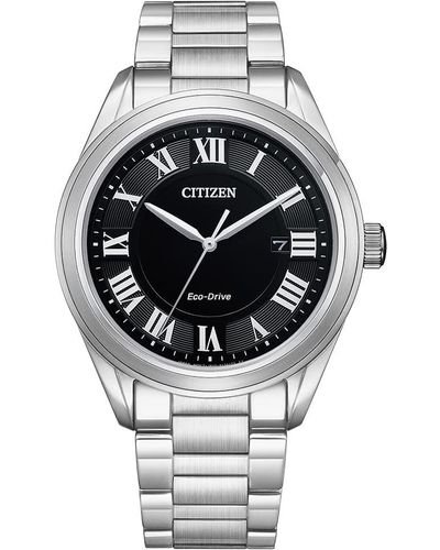 Citizen Eco-drive Classic Arezzo Stainless Steel Watch With 3-hand Date - Metallic