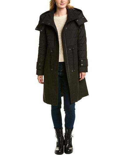 Andrew Marc Marc New York By Anorak Wool And Quilted Mixed Media With Wattached Hood Jacket - Black