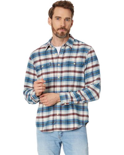 Lucky Brand Plaid Workwear Cloud Soft Long Sleeve Flannel Top - Blue