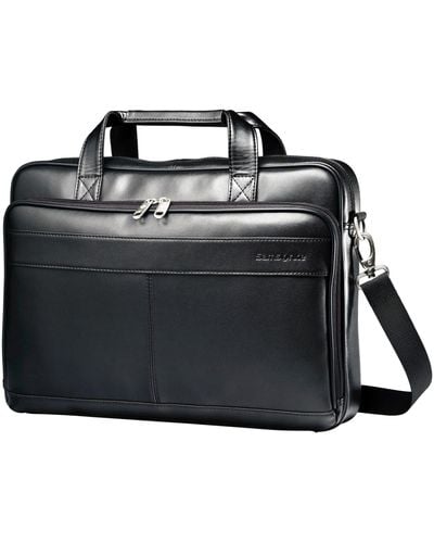 Samsonite Leather Slim Briefcase - Black
