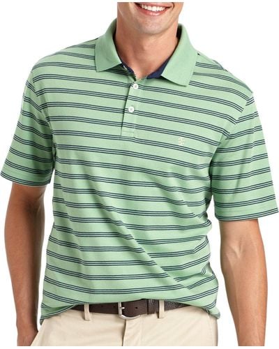 Izod Short-sleeve Windward Cool Interlock Feeder-stripe Polo Shirt - Green