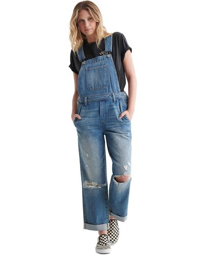 Lucky Brand Womens Denim Boyfriend Overalls - Blue