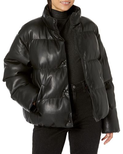 Velvet By Graham & Spencer S Ally Faux Leather Puffer Jacket Coat - Black