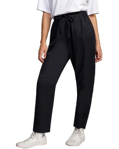 RVCA Womens Shiloh Wide Leg Relaxed Fit Coverup Casual Pants - Black