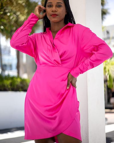The Drop Hot Pink Long Sleeve Dress By @monroesteele