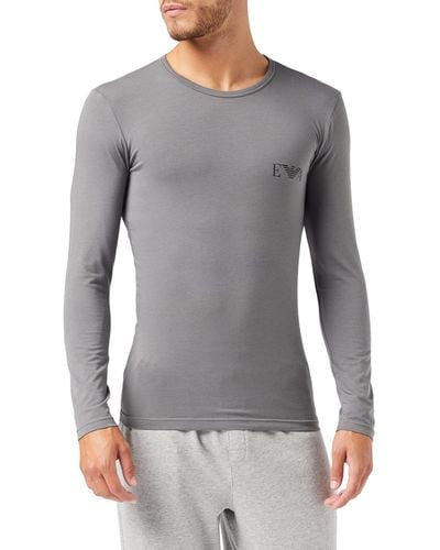 Emporio Armani Bold Monogram Long Sleeve Slim Fit T-shirt - Gray