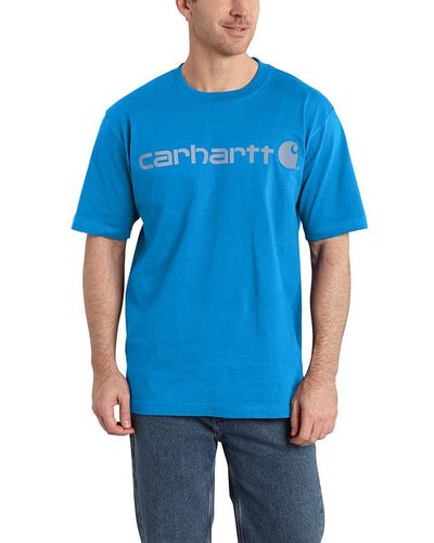 Carhartt Loose Fit Heavyweight Short-sleeve Logo Graphic T-shirt - Blue