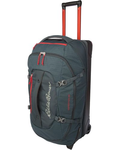 Sac De Voyage Eddie Bauer Toile Convertible Années 90 - Bleu Marron 28x19x12 Extensible - Occasion Très Bon état
