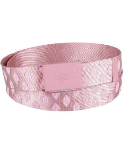 Dickies Tonal Plaque Buckle Fabric Belt - Pink