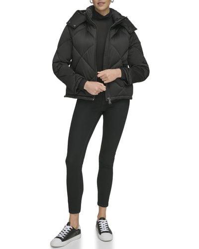Calvin Klein Quilted Hooded Puffer - Black