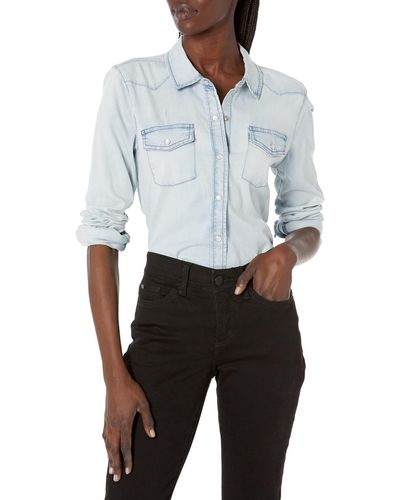 Guess Chemise ches Longues Denim Riley - Blanc