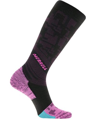 Merrell Adult's Trail Running Compression Over The Calf Socks- Otc With Arch Support Band - Purple