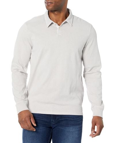 Velvet By Graham & Spencer Gerson Long Sleeve Champion Jersey Polo Shirt - White