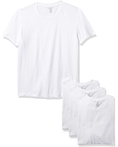 Nautica 4 Pack Cotton Crew Neck T-Shirt Canottiera - Bianco