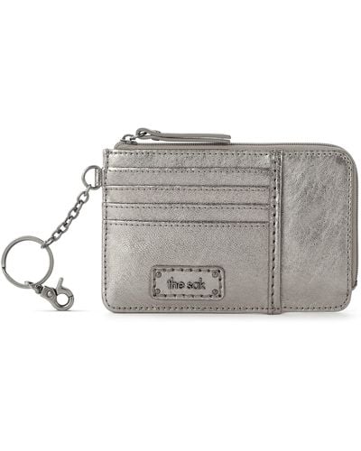 The Sak Iris Slotted Card Wallet In Leather - Gray