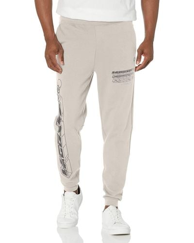 Lacoste Double Face Slim Track Pant Jogger With Adjustable Waist - Natural