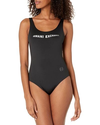 Emporio Armani A | X Armani Exchange Standard One Piece Garden Swimsuit - Black