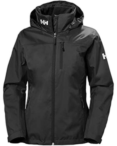 Helly Hansen Crew Hooded Midlayer Fleece Lined Waterproof Rain Jacket - Black