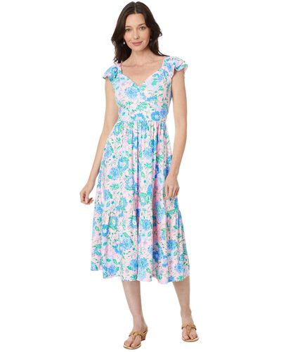 Lilly Pulitzer Bayleigh Flutter Sleeve Midi - Blue