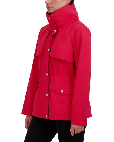 Cole Haan Short Packable Rain Jacket - Red