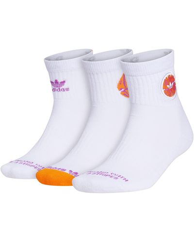 adidas Originals Mixed Graphics Cushioned Quarter Socks - White