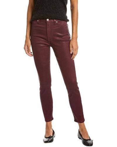 7 For All Mankind High-waist Ankle Skinny Faux Jeans - Red