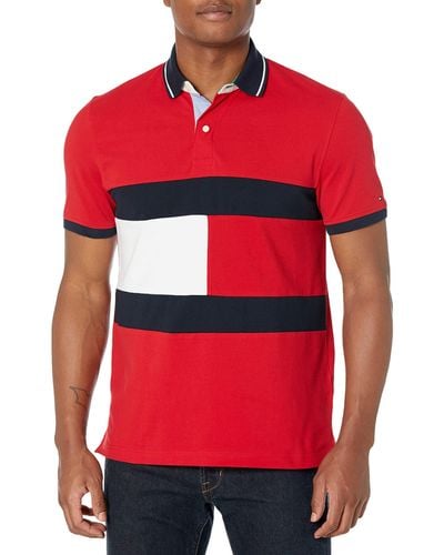 Tommy Hilfiger Polo Shirt With Magnetic Buttons Custom Fit - Red