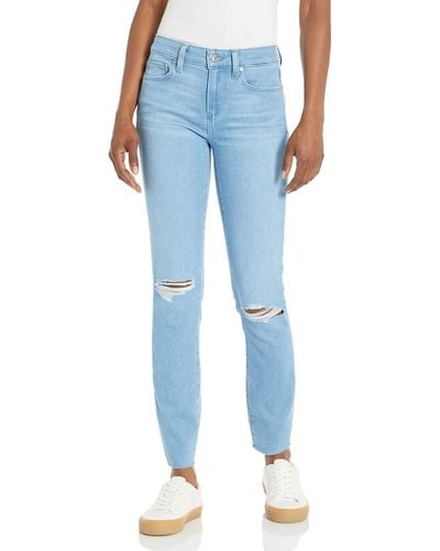 PAIGE Verdugo Cropped Mid Rise Skinny In Whammy Destructed - Blue