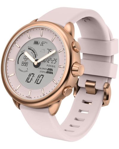 Fossil Or Gen 6 Wellness Edition 44mm Silicone Hybrid Smart Watch - Metallic