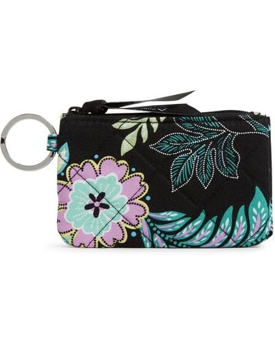 Vera Bradley Cotton Deluxe Zip Id Case Wallet With Rfid Protection - Black
