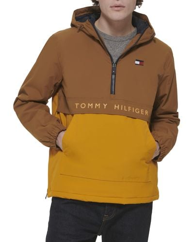 Tommy Hilfiger Performance Fleece Lined Hooded Popover Jacket - Yellow