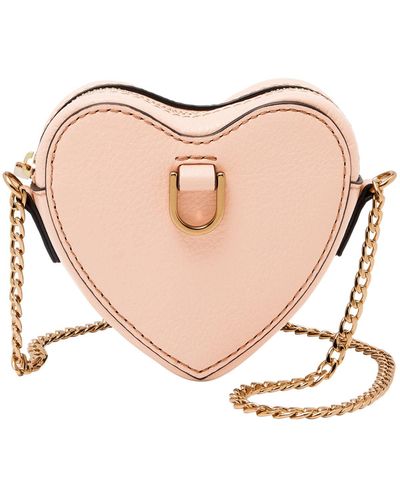 Fossil Heart Leather Crossbody Micro Bag - Pink