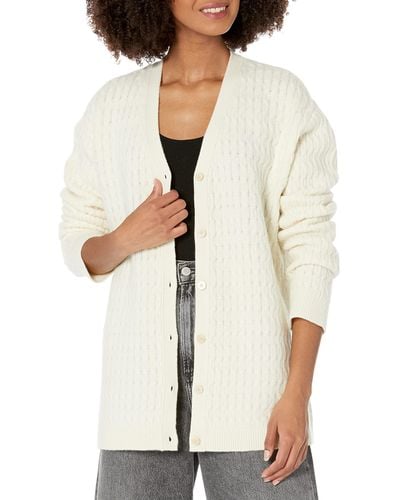 Theory Long Cable-knit Cardigan Sweater - White