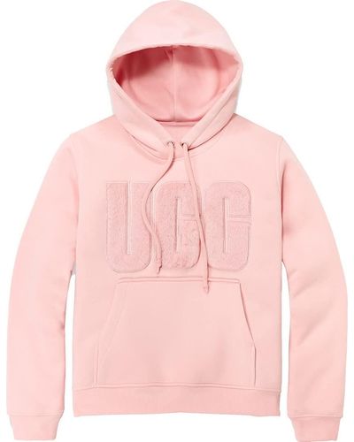UGG Rey Fuzzy Logo Hoodie - Pink